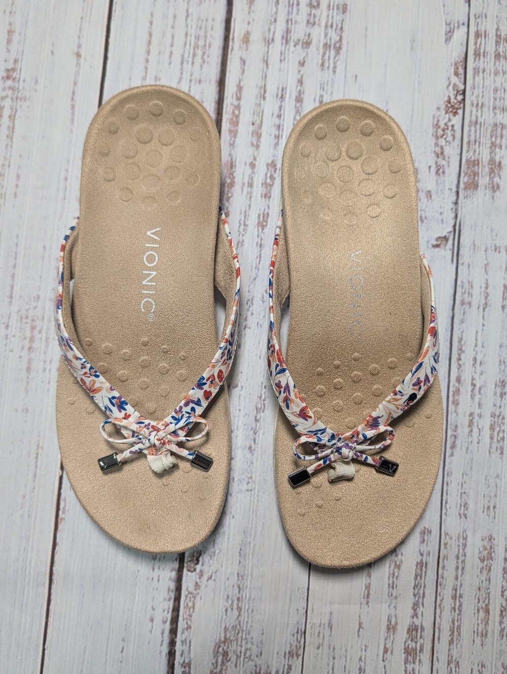 Vionic Women's Bella Floral Print Bow Toe-Post Sandals Size 7.5 - Picture 5 of 12